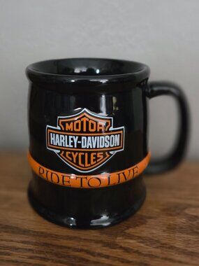 Vintage Harley-Davidson "Ride to Live" Ceramic Coffee Mug
